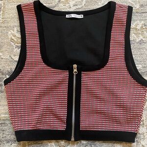 Zara Red and Black Women's Crop Top